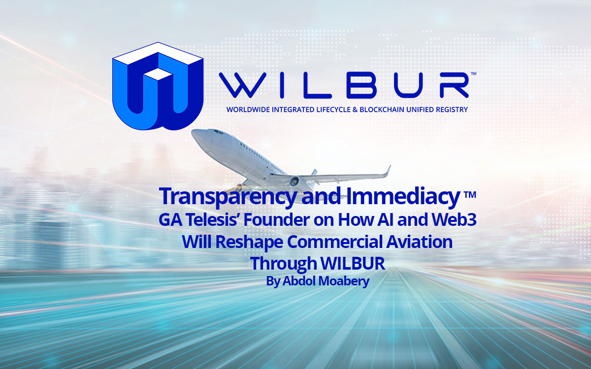 GA Telesis and WILBUR logos with airplane and digital background.